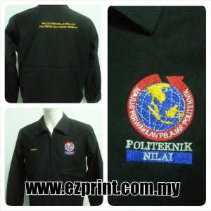 tempah jaket siap sulam logo politeknik