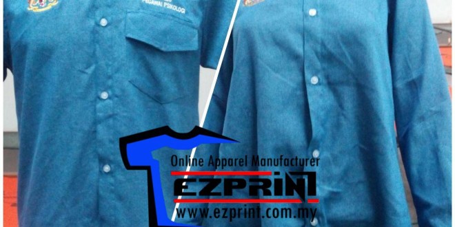 tempah kemeja biru kain denim